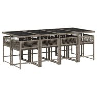 Градински трапезен комплект 9 части с възглавници сив полиратан