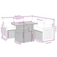 Градински диван с възглавници, 6 части, бежов полиратан