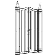 Градинска порта черна 121x8x200 см ковано желязо