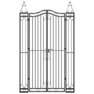 Градинска порта черна 121x8x200 см ковано желязо