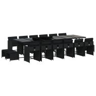 Градински комплект с възглавници 17 части полиратан черен