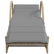 Шезлонги, 2 бр, с шалтета, бежови, полиратан