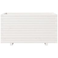 Градински сандък, бял, 90x40x49,5 см, масивна борова дървесина