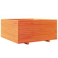 Градинска кашпа, восъчнокафяв 100x100x49,5см борово дърво масив