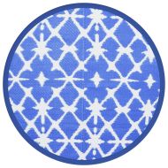 Килим за открито, ARAKIL син и бял, Ø160 см, PP