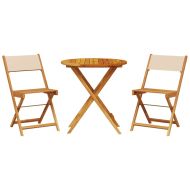 Бистро комплект, 3 части, бежов, плат и дърво масив