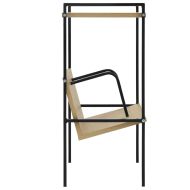 Библиотека с 2 рафта, черна и дъб, 52x28x59 см, инженерно дърво