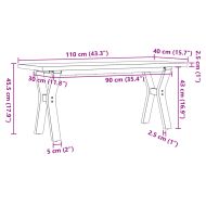 Кафе маса Y-образна рамка 110x40x45,5 см бор масив и стомана