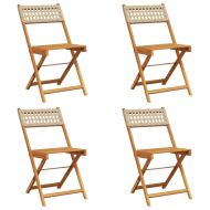 Сгъваеми градински столове 4 бр бежов полиратан и дърво масив