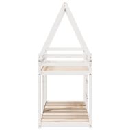 Двуетажно легло с покрив, бял, 75x190 см, борово дърво масив