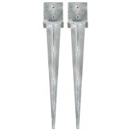 Заземителни колове 2 бр сребро 14x14x91 см поцинкована стомана