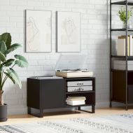 Шкаф за грамофонни плочи черен 85x38x48 см инженерно дърво