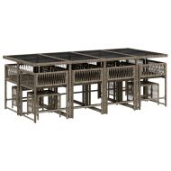 Градински комплект от 13 части с възглавници сив полиратан