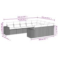 Градински комплект диван с възглавници 10 части черен полиратан