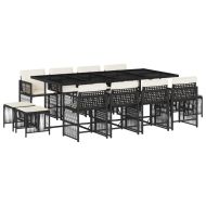 Външен трапезен комплект 13 части с възглавници черен полиратан