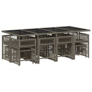 Градински комплект от 13 части с възглавници сив полиратан