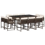 Градински комплект с възглавници 11 части кафяв полиратан