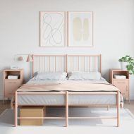 Нощни шкафчета, 2 бр, розово, 36x39x68 см, стомана