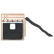 Двуетажно легло с пързалка и завеси, бяло и черно, 90x190 см