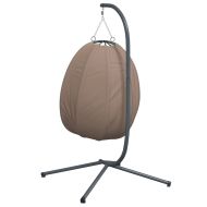 Висящ стол яйце със стойка, таупе, текстил и стомана