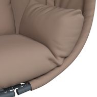 Висящ стол яйце със стойка, таупе, текстил и стомана