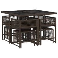 Градински трапезен комплект възглавници 9 части кафяв полиратан