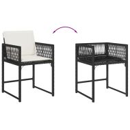 Градински столове с възглавници, 4 бр, черен, полиратан
