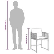 Градински столове с възглавници, 4 бр, черен, полиратан