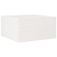 Градински сандък, бял, 90x90x46 см, масивна борова дървесина