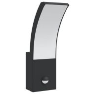 Външни LED стенни лампи със сензори, 2 бр, черен, лят алуминий