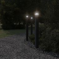 Външни подови лампи, 3 бр, черни, 110 см, алуминий