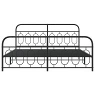 Метална рамка за легло с горна и долна табла, черна, 193x203 см