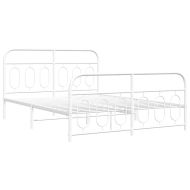Метална рамка за легло с горна и долна табла, бяла, 135x190 см