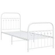 Метална рамка за легло с горна и долна табла, бяла, 75x190 см