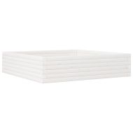 Градинска кашпа, бяла, 100x100x23 см, борово дърво масив