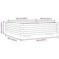 Градинска кашпа 90x90x26,5 см масивна борова дървесина