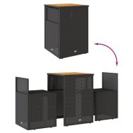 Бистро комплект с възглавници 3 части черен полиратан