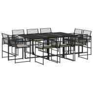 Градински комплект с възглавници 11 части полиратан черен