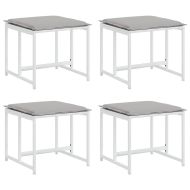 Градински табуретки с възглавници 4 бр бял стомана и текстилен