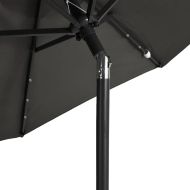 Градински чадър с LED и стоманен прът, антрацит, 225x225x212 см