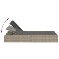 Двоен шезлонг с възглавници, светлосив, полиратан