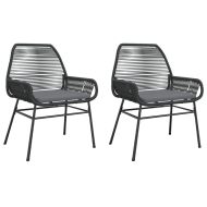 Градински столове 2 бр с възглавници черен полиратан