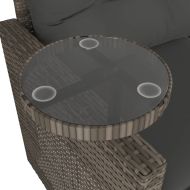 Градински комплект с възглавници, 3 части, сив, полиратан