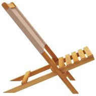 Сгъваеми градински столове, 4 бр, таупе, плат и дърво масив