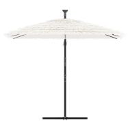 Градински чадър със стоманен прът, бял, 246x246x230 см