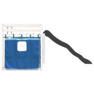 Двуетажно легло с пързалка и завеси, синьо, 90x190 см