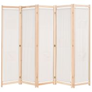 Параван за стая, 5 панела, кремав, 200x170x4 cм, текстил
