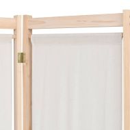 Параван за стая, 5 панела, кремав, 200x170x4 cм, текстил