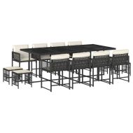 Външен трапезен комплект 13 части с възглавници черен полиратан