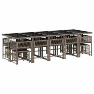 Градински комплект с възглавници 15 части полиратан сив